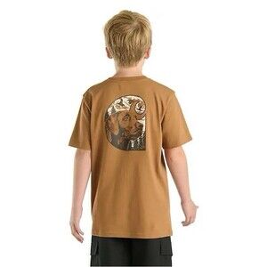 CARHARTT Boys SHORT SLEEVE POCKET T-SHIRT WITH DOG ON BACK Size L 14/16